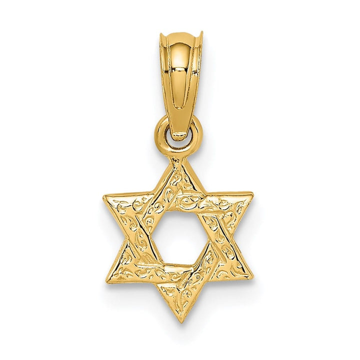 10K Yellow Gold Mini Star of David with Engraved Swirl Charm