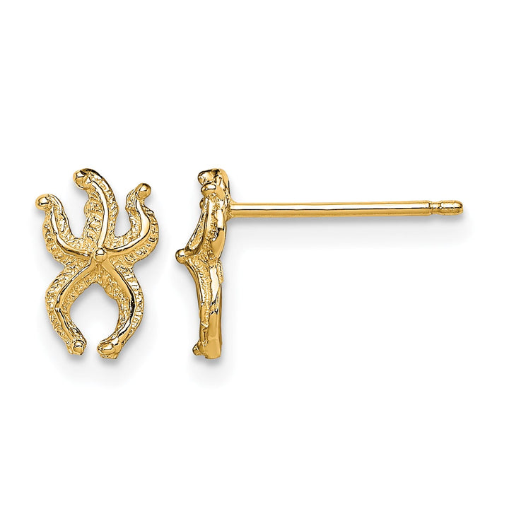 10k Yellow Gold Mini Starfish Post Earrings, view 1 of 4