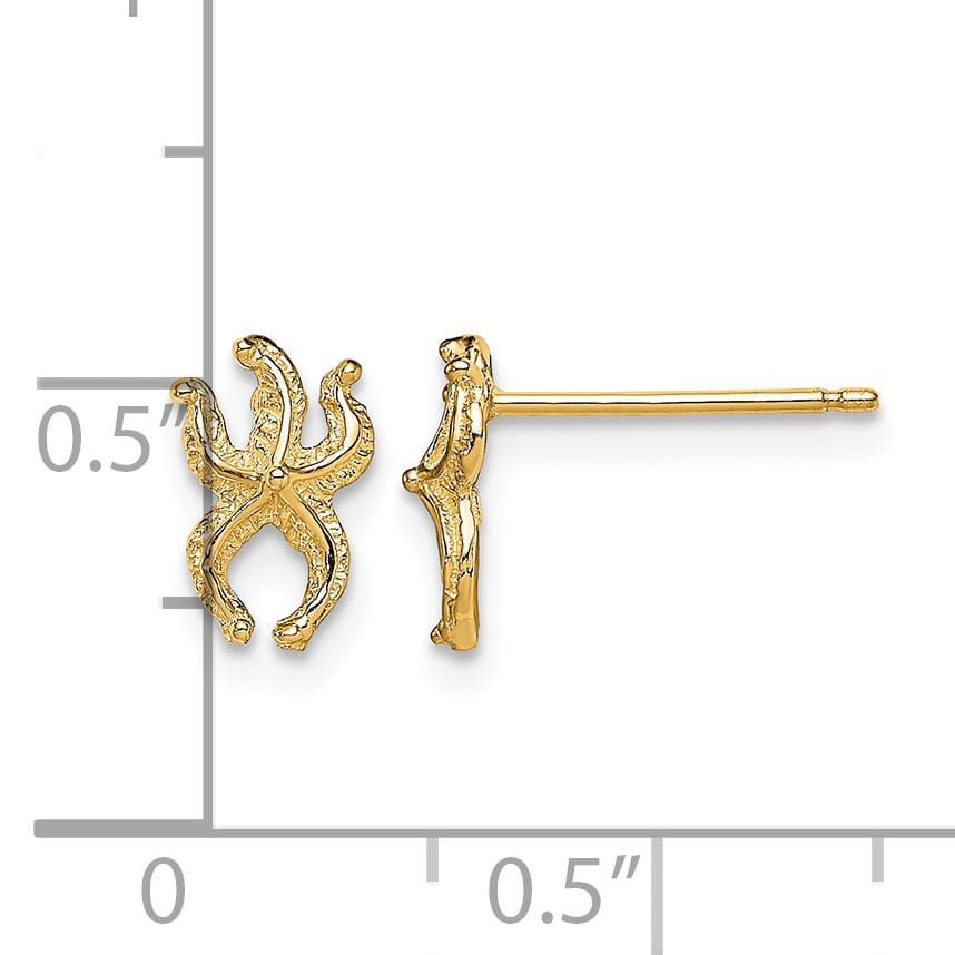10k Yellow Gold Mini Starfish Post Earrings, view 3 of 4