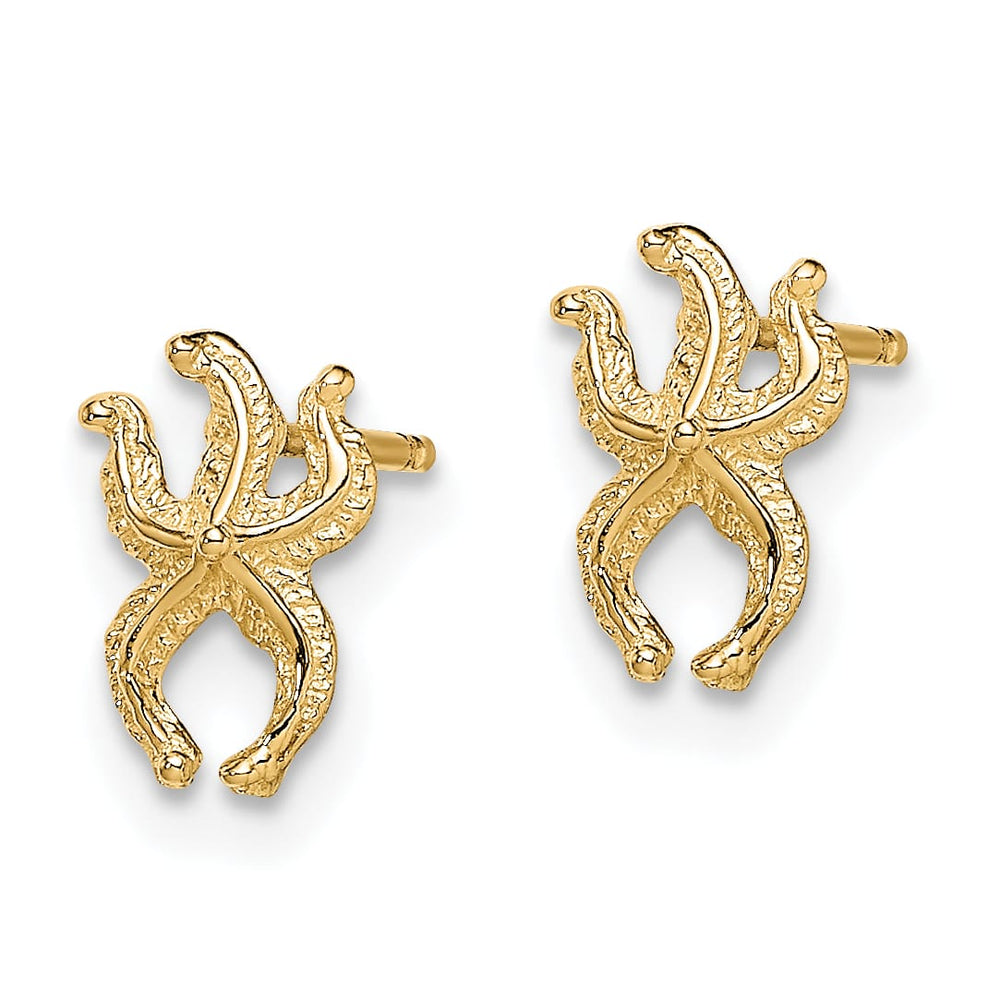 10k Yellow Gold Mini Starfish Post Earrings, view 2 of 4