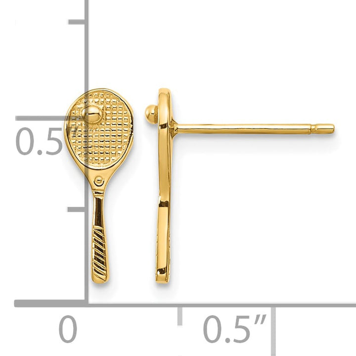 10k Yellow Gold Mini Tennis Racquet with Ball Post Earrings