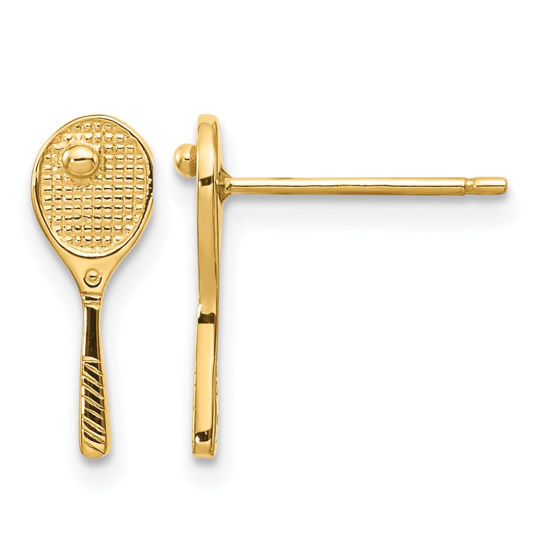 10k Yellow Gold Mini Tennis Racquet with Ball Post Earrings