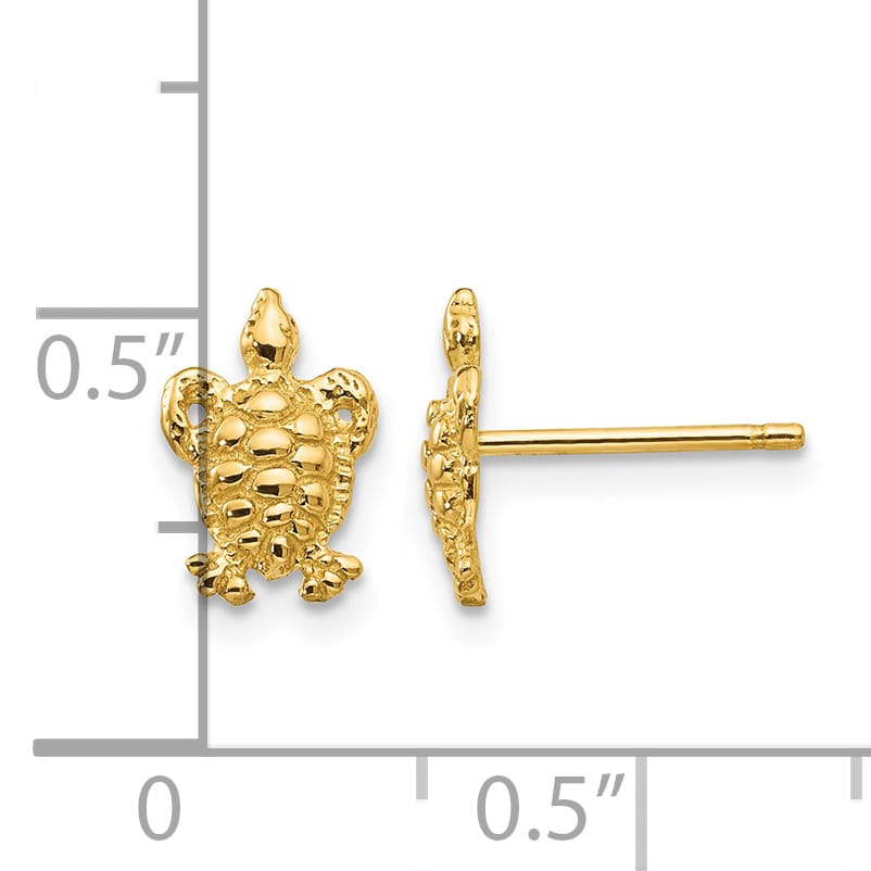 10k Yellow Gold Mini Turtle Post Earrings