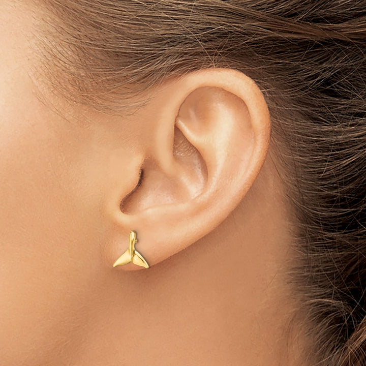 10k Yellow Gold Mini Whale Tail Post Earrings