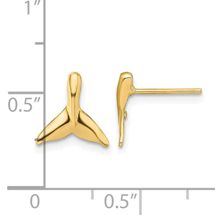 10k Yellow Gold Mini Whale Tail Post Earrings