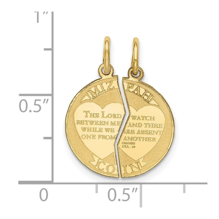 10K Yellow Gold Mizpah Coin with Verse 2-piece Break-Apart Charm