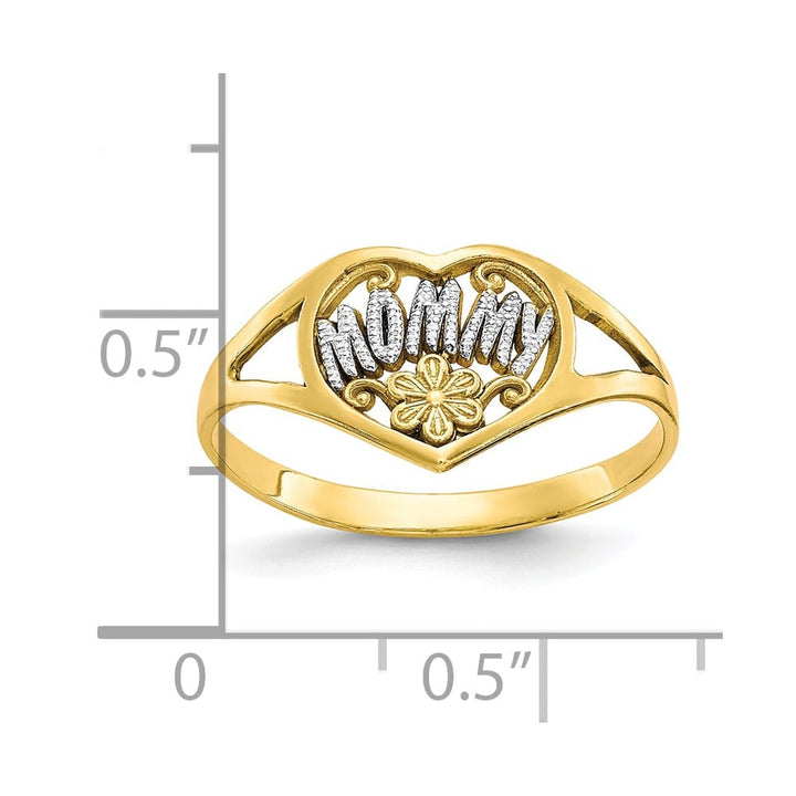 10k Yellow Gold Mommy with Flower Heart Ring