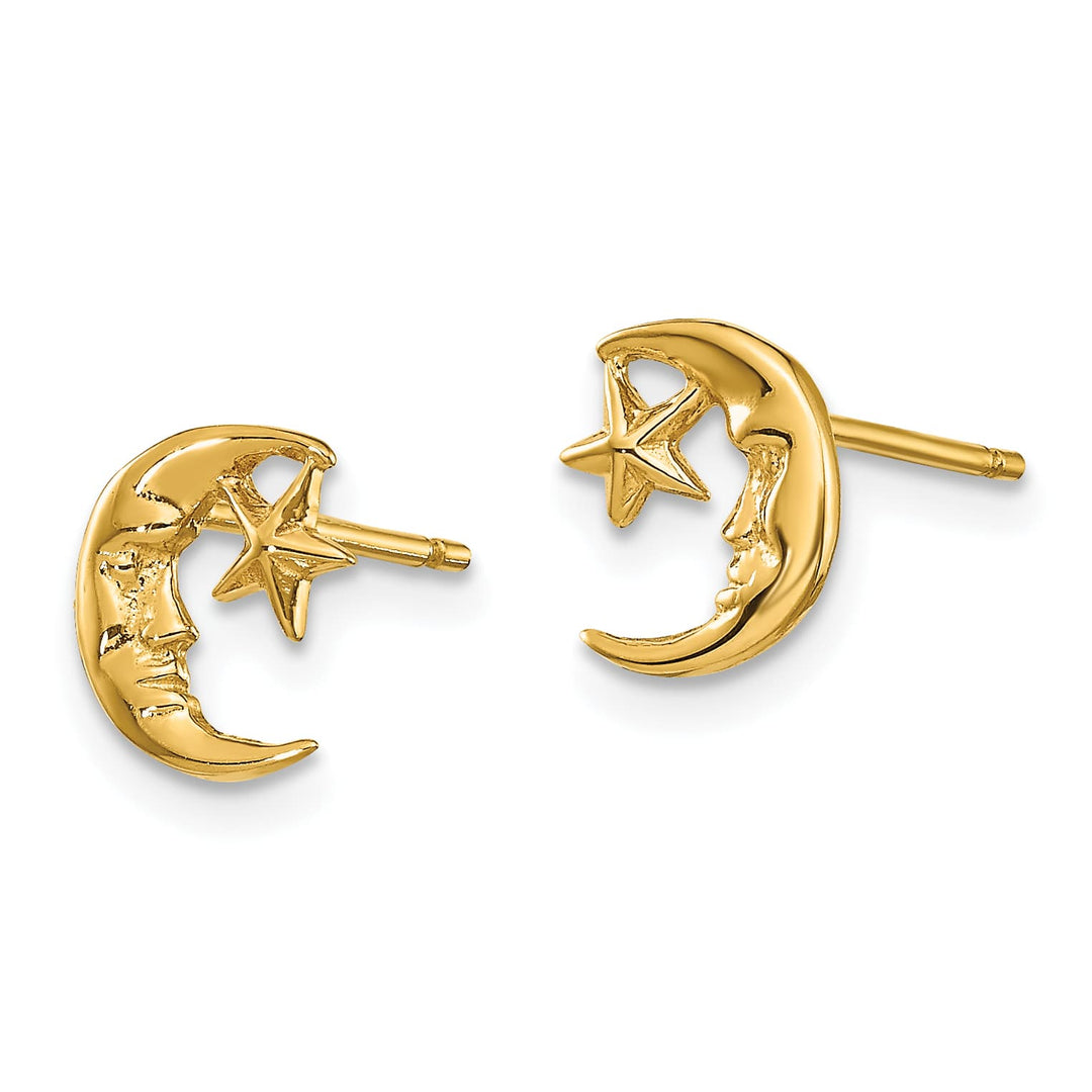10k Yellow Gold Moon and Star Post Earrings