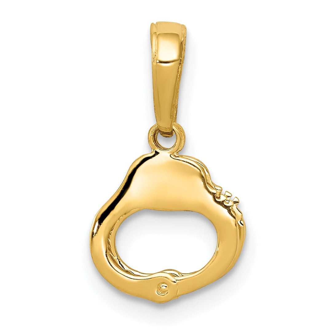 10K Yellow Gold Moveable Handcuffs Pendant, 15mm