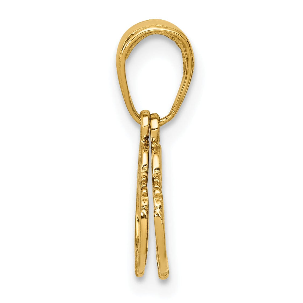 10K Yellow Gold Moveable Handcuffs Pendant, 15mm