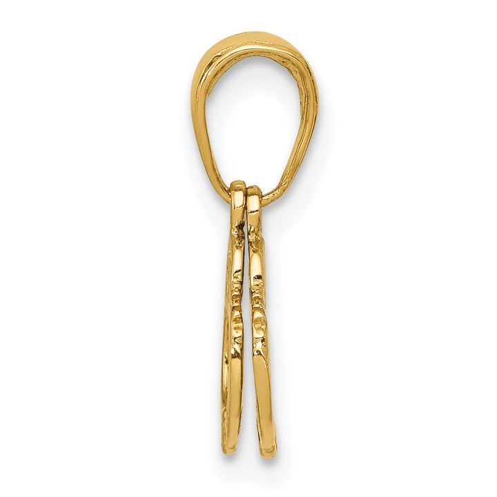 10K Yellow Gold Moveable Handcuffs Pendant, 15mm