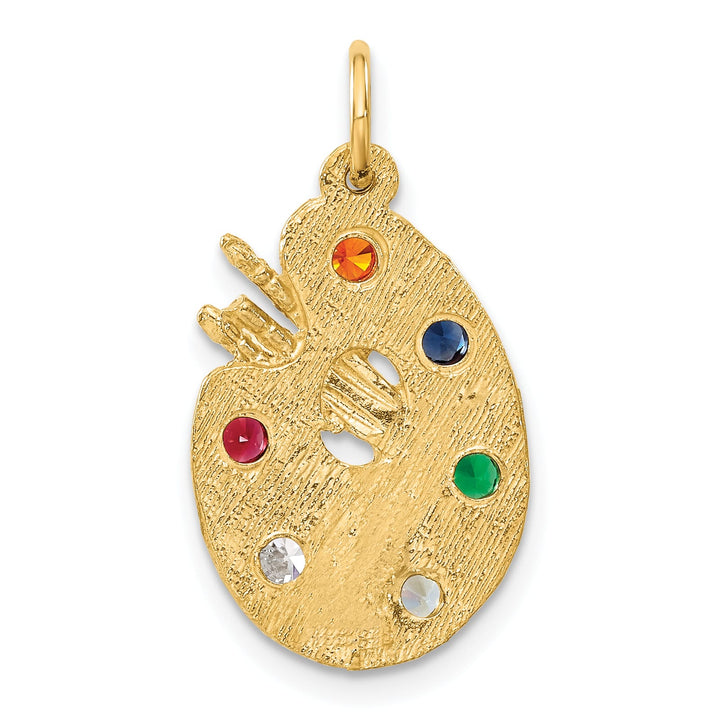 10K Yellow Gold Multi-color CZ Stones Artists Palette Charm