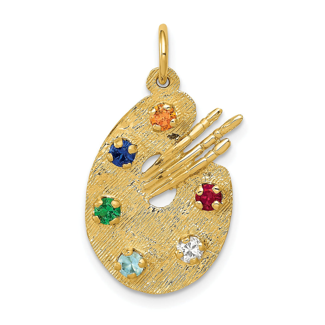 10K Yellow Gold Multi-color CZ Stones Artists Palette Charm
