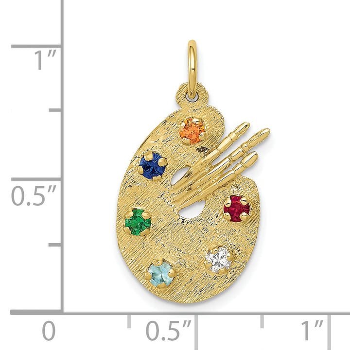 10K Yellow Gold Multi-color CZ Stones Artists Palette Charm
