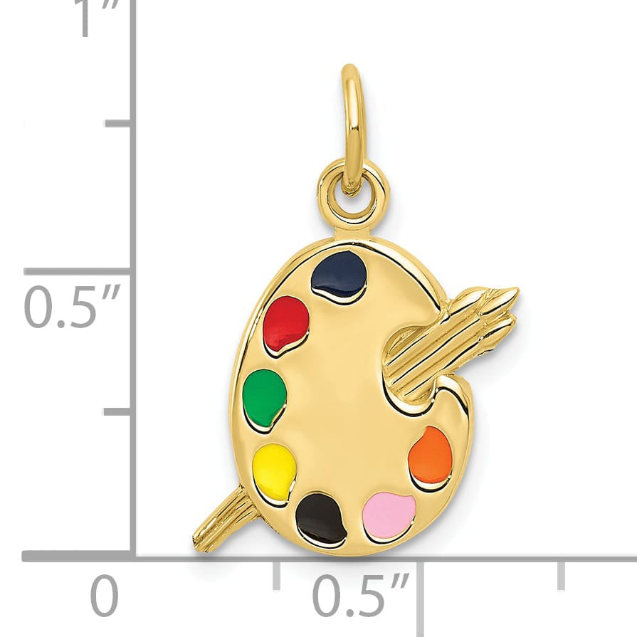 10K Yellow Gold Multi-color Enameled Artists Palette Charm