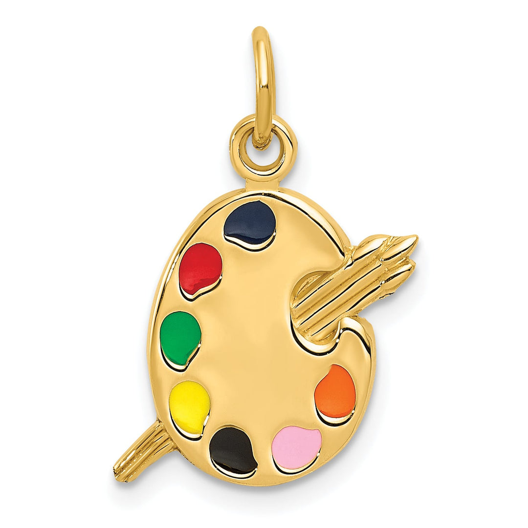 10K Yellow Gold Multi-color Enameled Artists Palette Charm