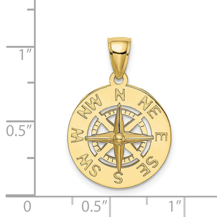 10K Yellow Gold Nautical Compass Charm, Small