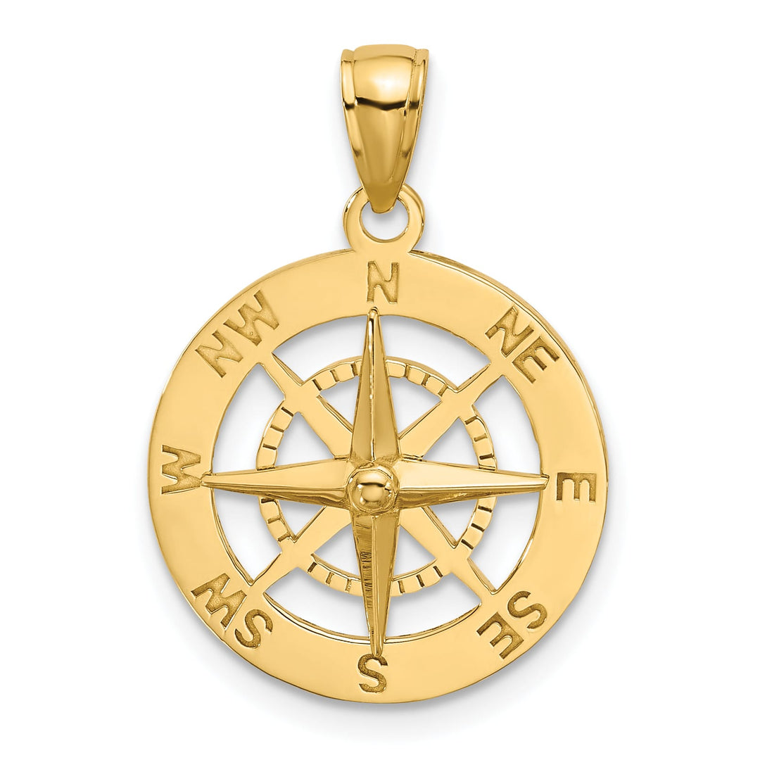 10K Yellow Gold Nautical Compass Charm, Small