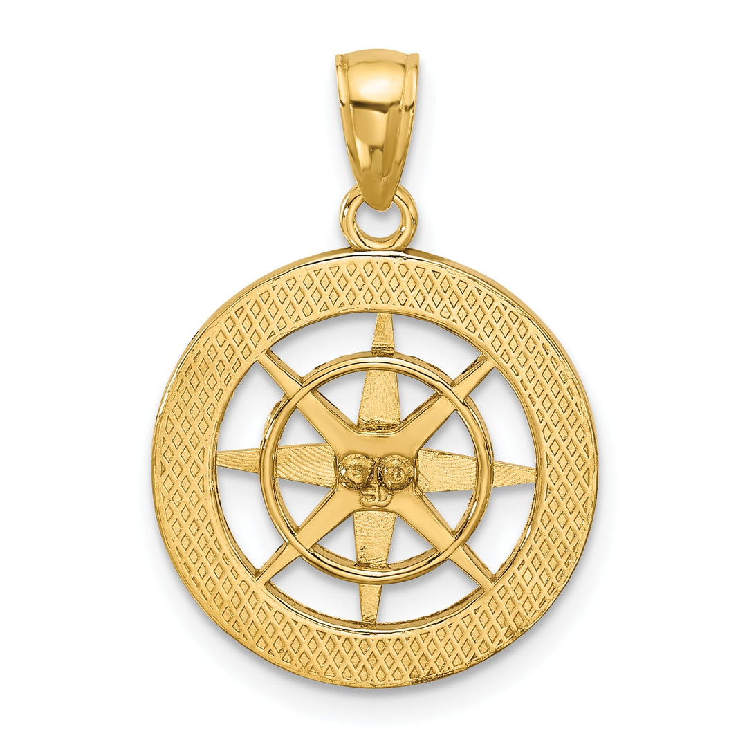 10K Yellow Gold Nautical Compass Charm, Small