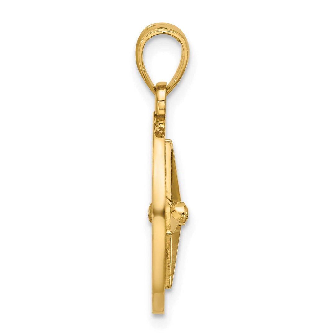 10K Yellow Gold Nautical Compass Charm, Small