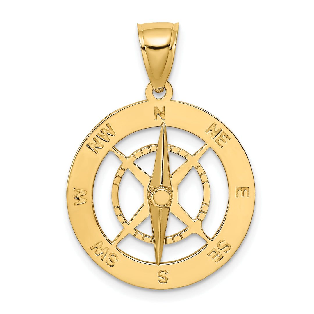 10K Yellow Gold Nautical Compass with Moveable Needle Charm