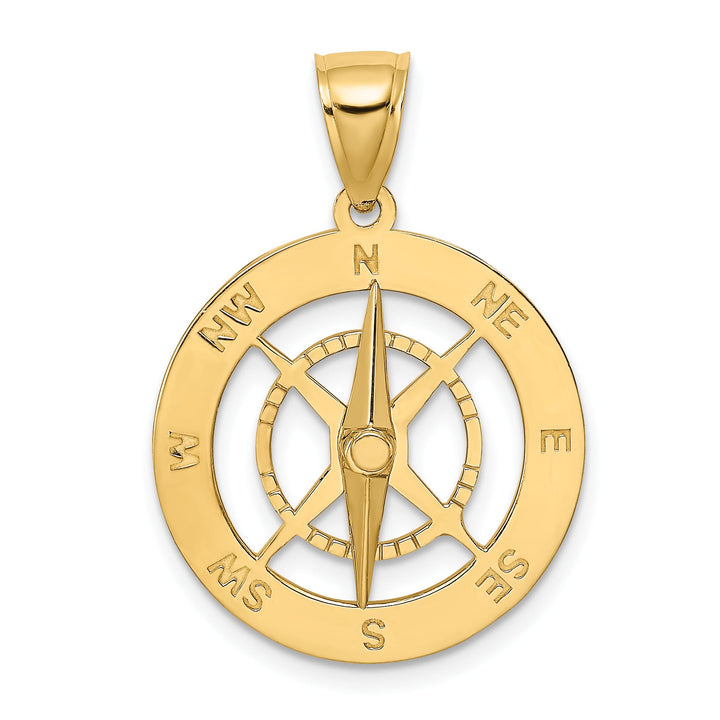 10K Yellow Gold Nautical Compass with Moveable Needle Charm