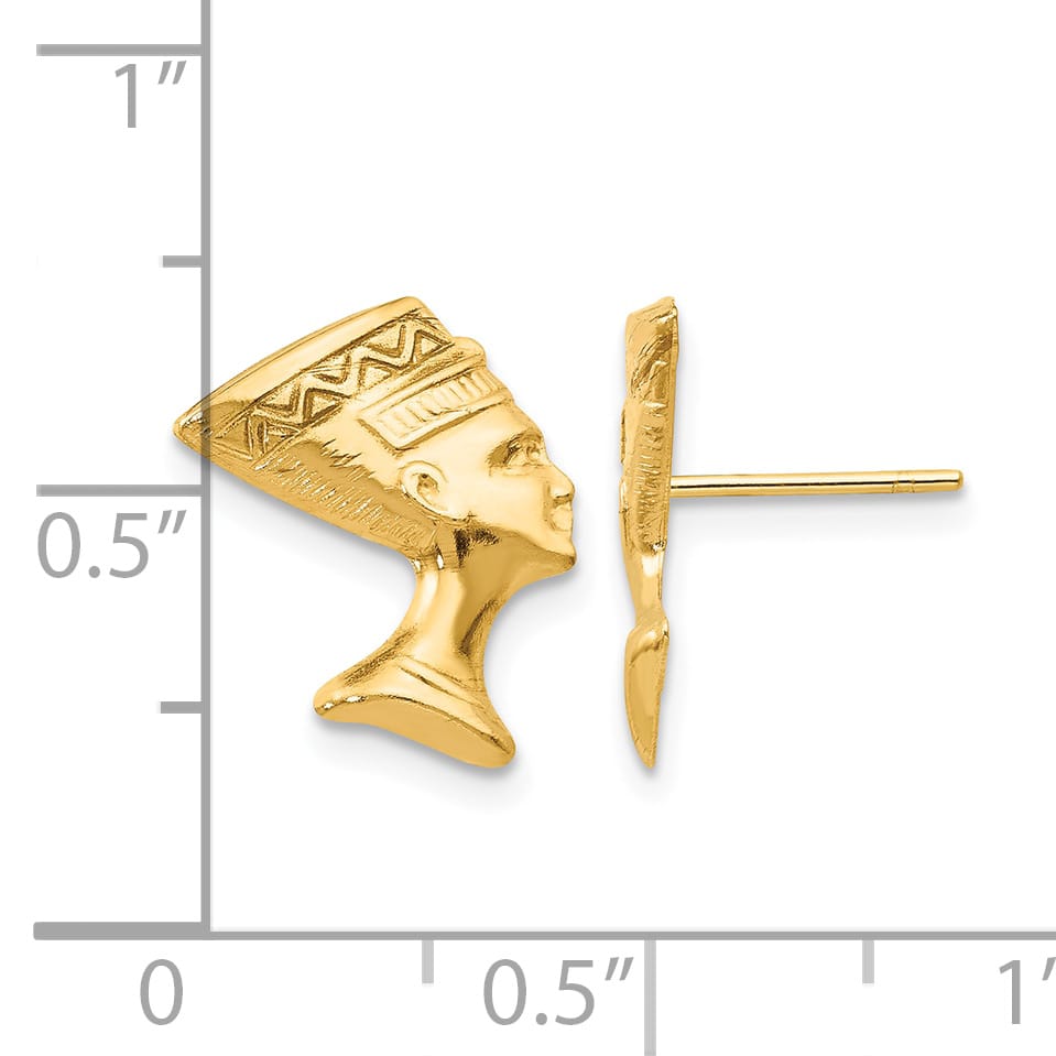 10k Yellow Gold Nefertiti Post Earrings