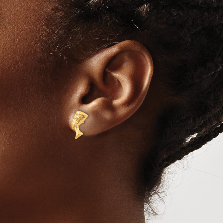 10k Yellow Gold Nefertiti Post Earrings