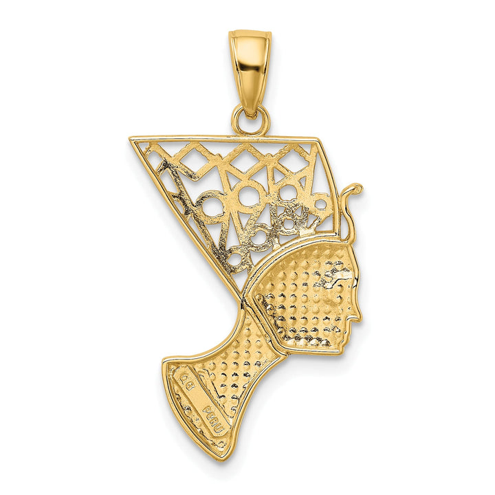 10K Yellow Gold Nefertiti with Filigree Crown Pendant