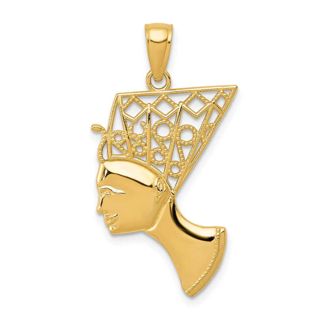 10K Yellow Gold Nefertiti with Filigree Crown Pendant