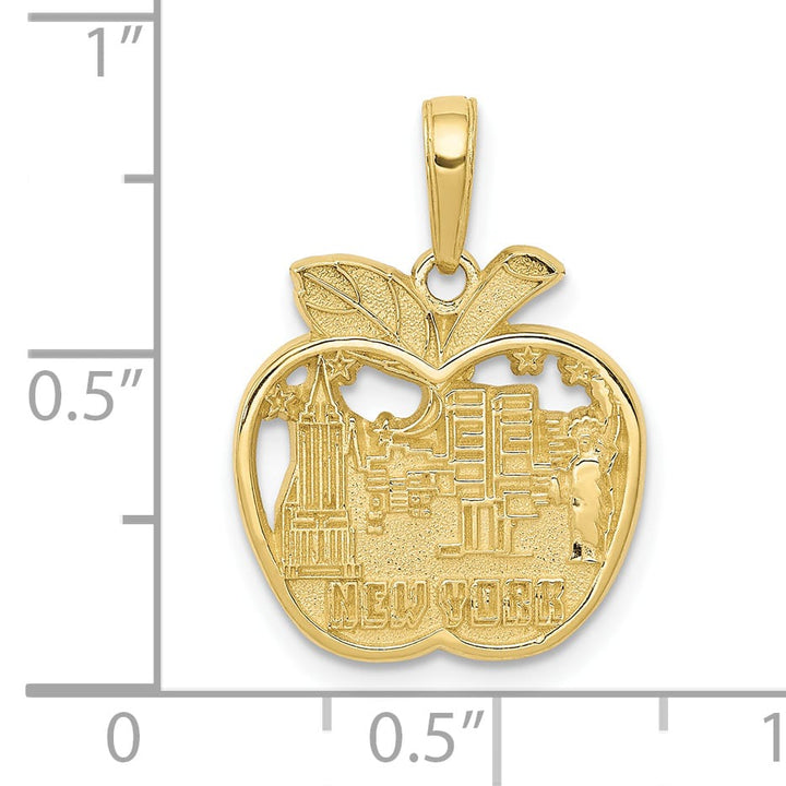 10K Yellow Gold New York City Skyline in Apple Pendant