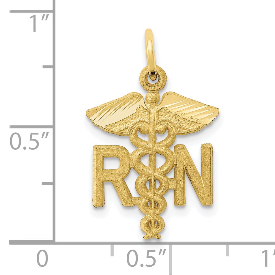 10K Yellow Gold Nurse RN Caduceus Charm