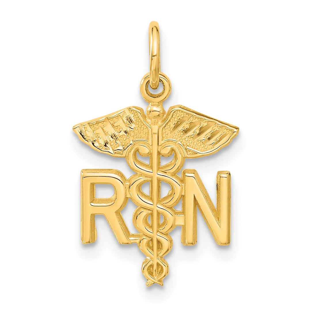 10K Yellow Gold Nurse RN Caduceus Charm