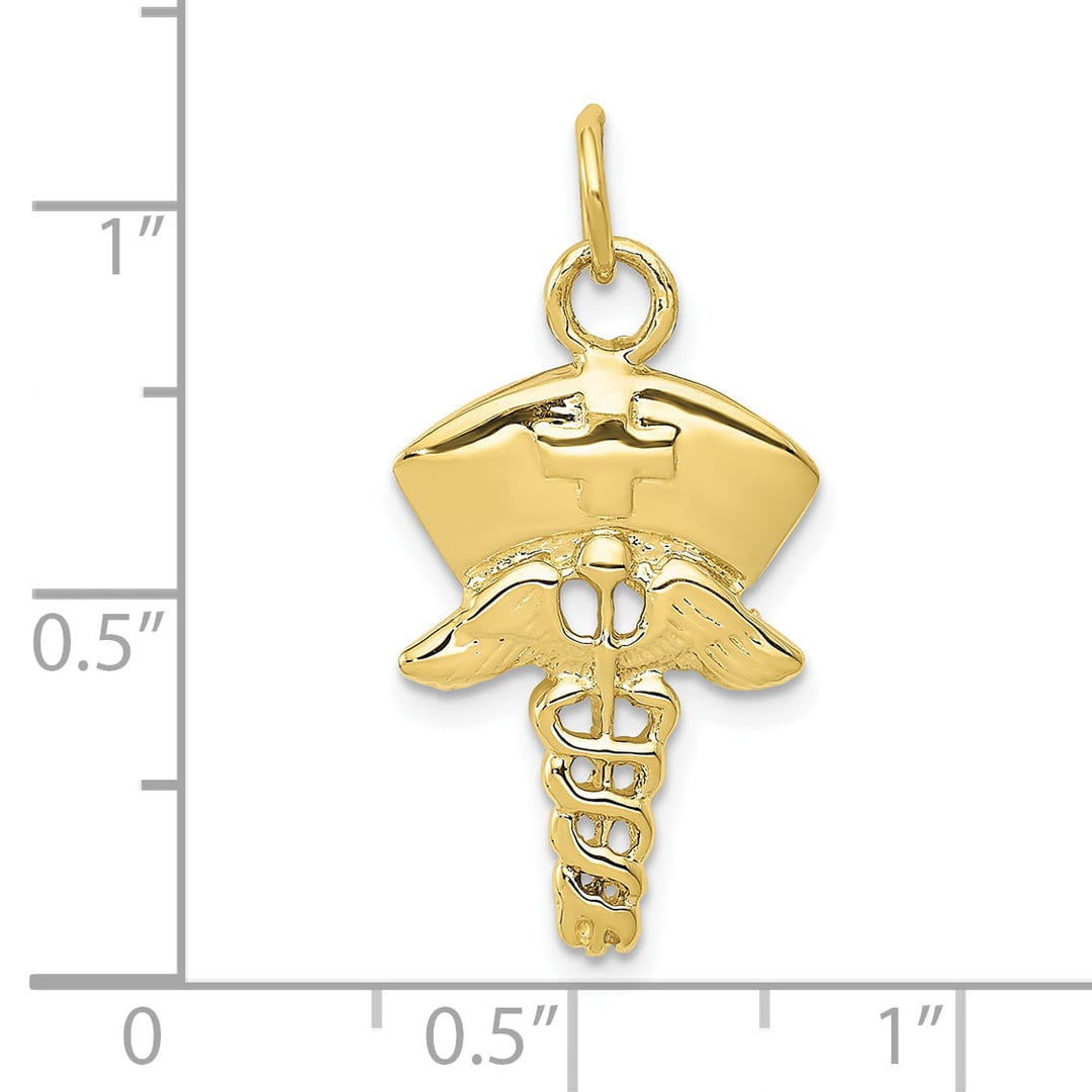 10K Yellow Gold Nurse Symbol with Cap Charm