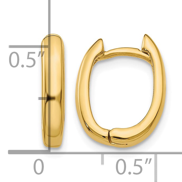 10k Yellow Gold Oval Hinged Hoop Earrings