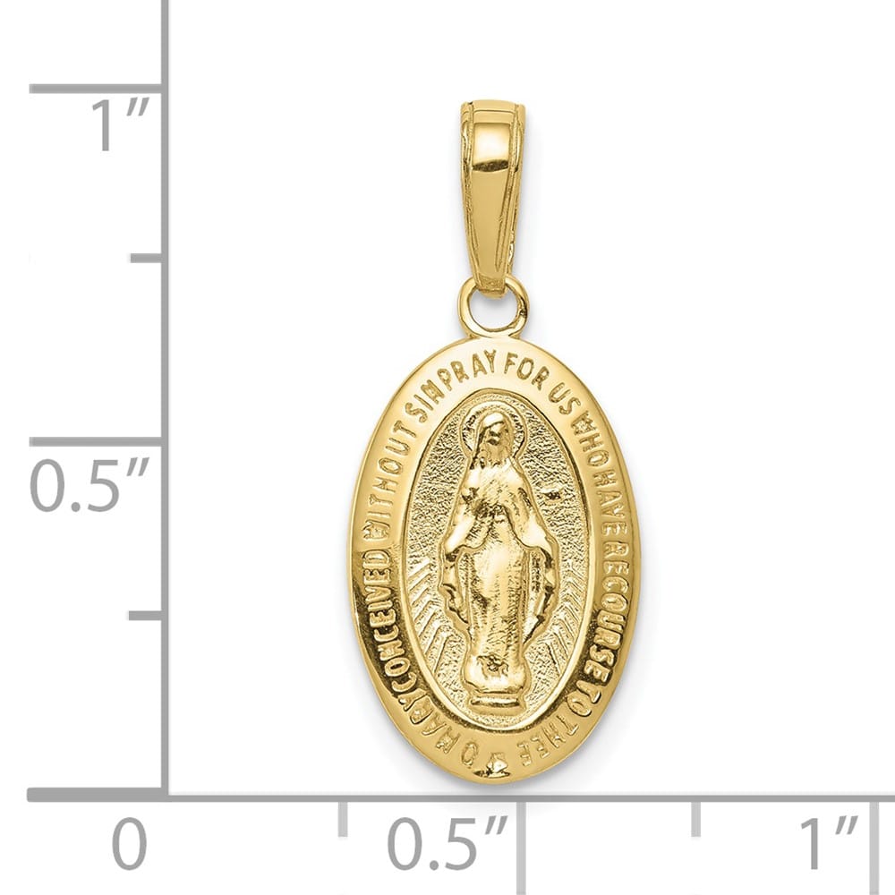 10K Yellow Gold Oval Miraculous 18 mm x 11 mm Medal