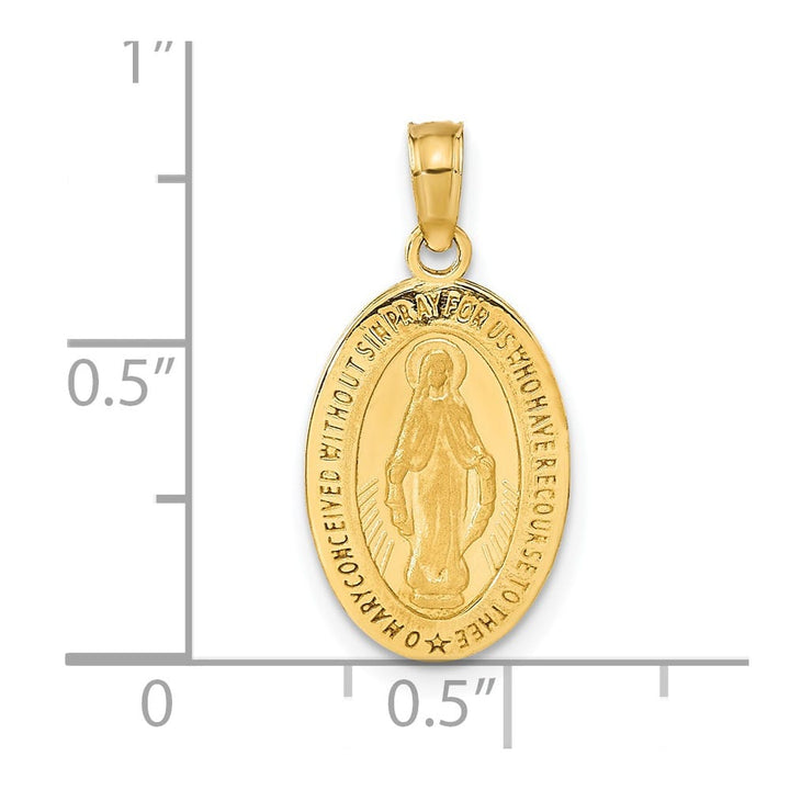 10K Yellow Gold Oval Miraculous 18 mm x 11 mm Medal