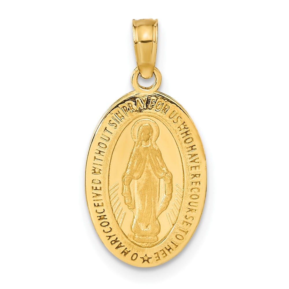 10K Yellow Gold Oval Miraculous 18 mm x 11 mm Medal