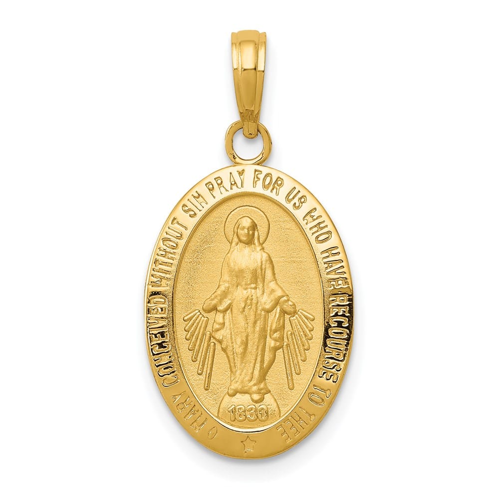 10K Yellow Gold Oval Miraculous 19 mm x 12.5 mm Medal