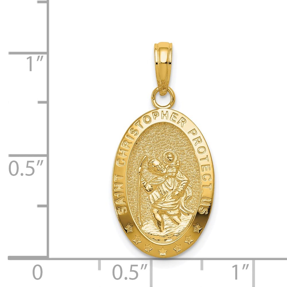 10K Yellow Gold Oval St. Christopher 18.67 mm x 12.47 mm Medal
