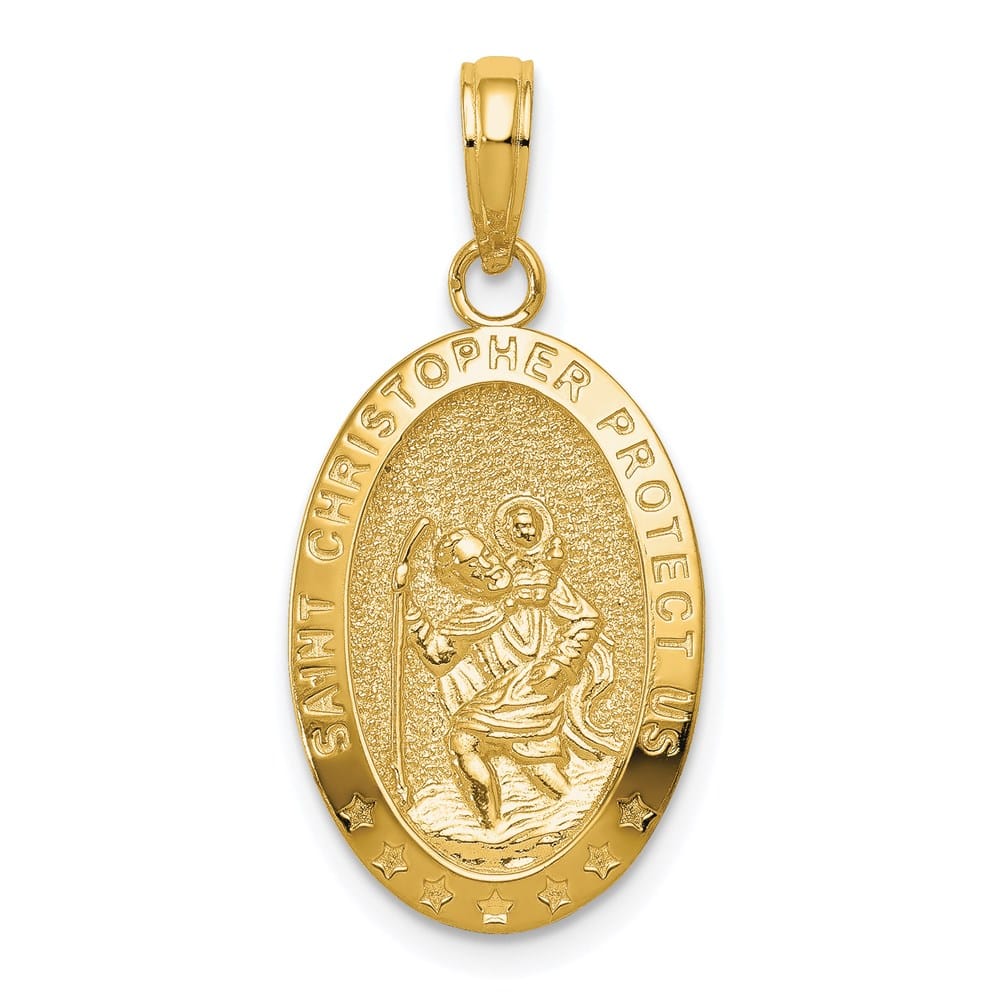 10K Yellow Gold Oval St. Christopher 18.67 mm x 12.47 mm Medal