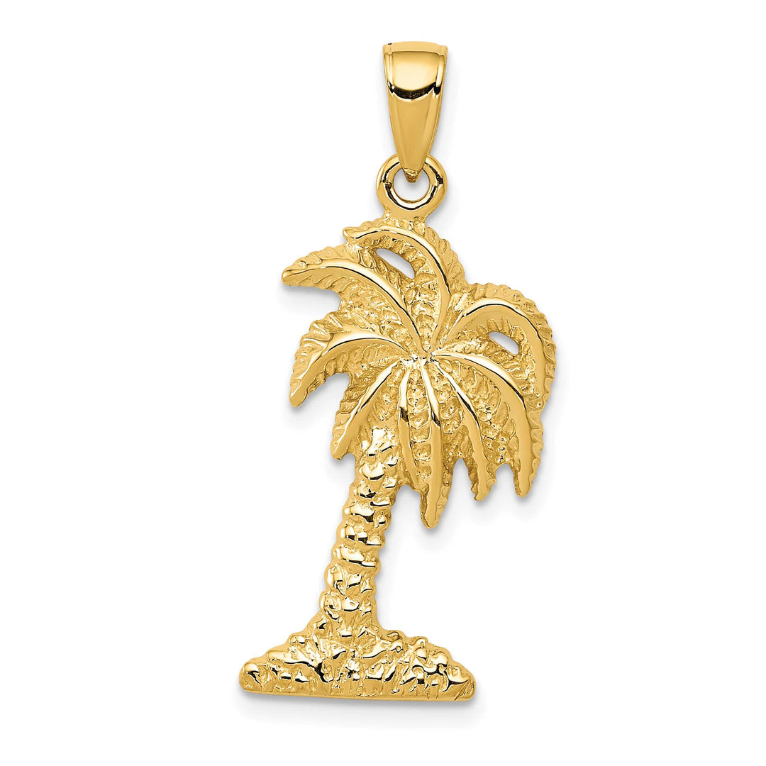 10K Yellow Gold Palm Tree Pendant, Large