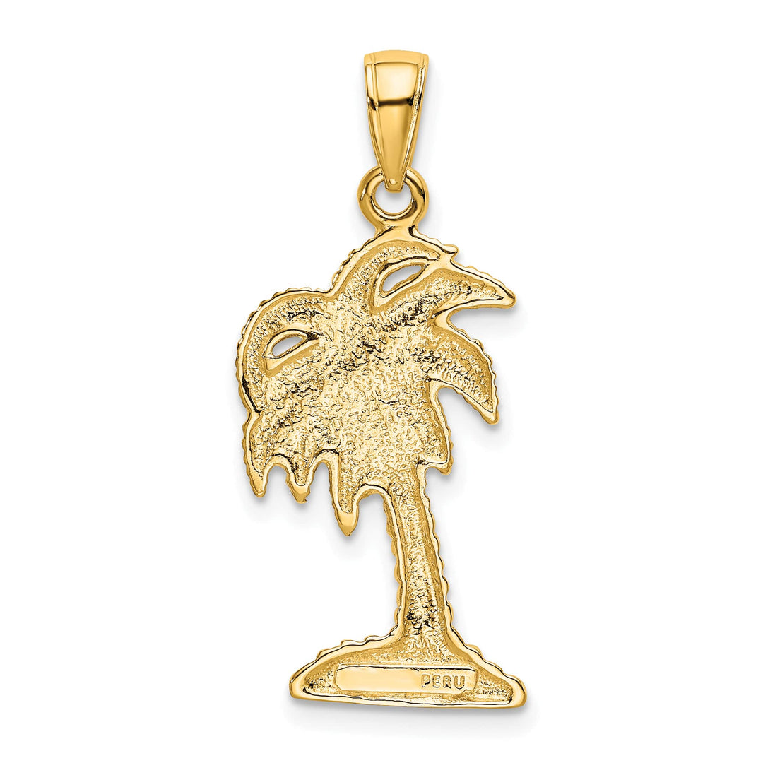 10K Yellow Gold Palm Tree Pendant, Large
