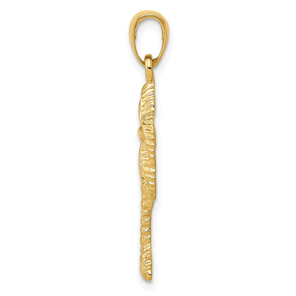 10K Yellow Gold Palm Tree Pendant, Large