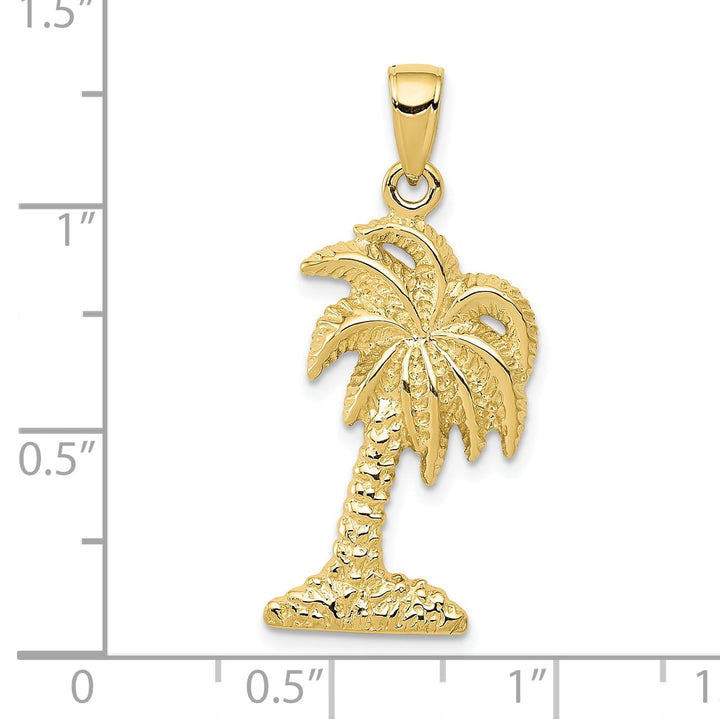 10K Yellow Gold Palm Tree Pendant, Large