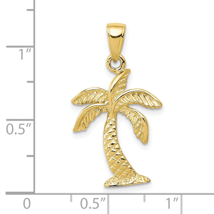 10K Yellow Gold Palm Tree Pendant, Medium