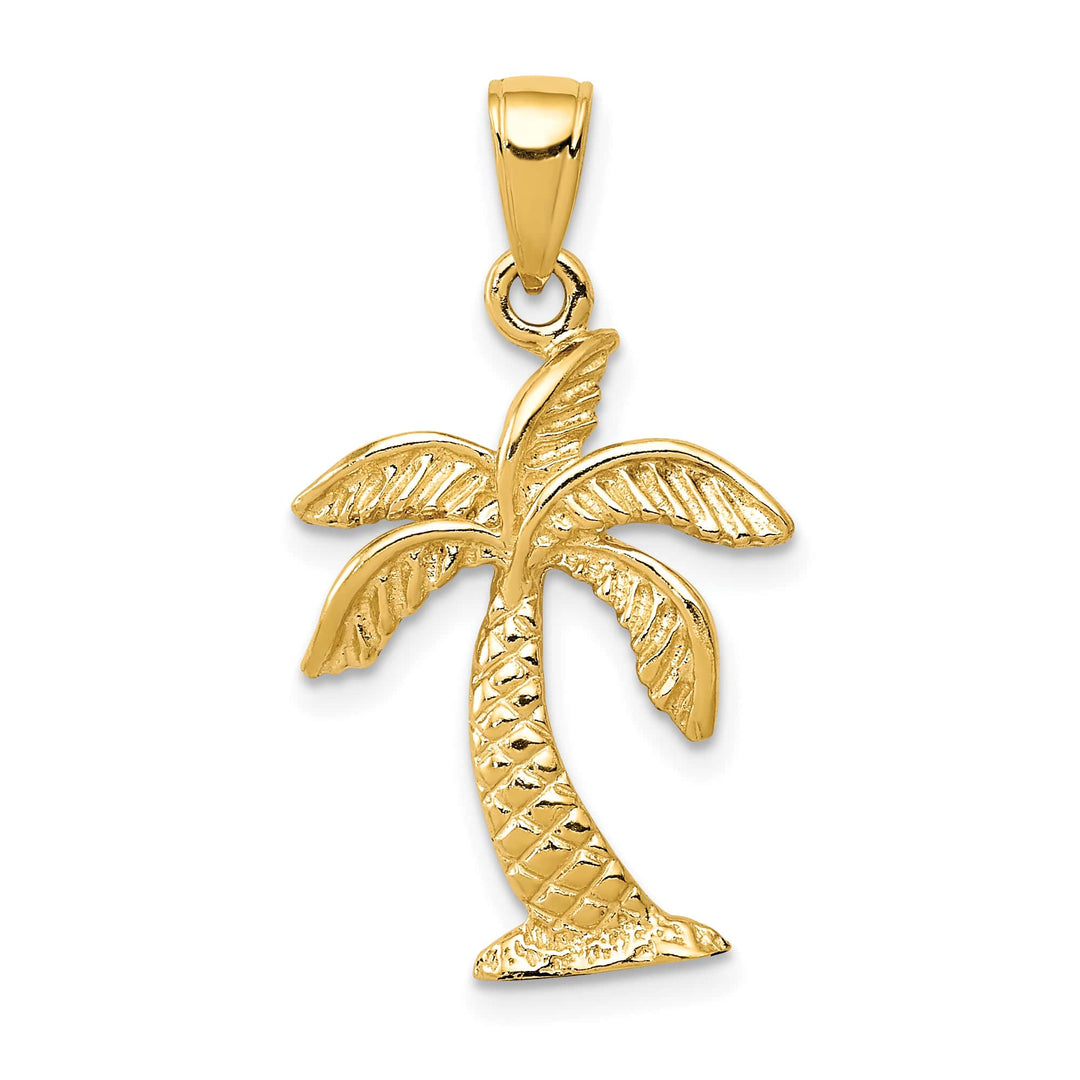 10K Yellow Gold Palm Tree Pendant, Medium