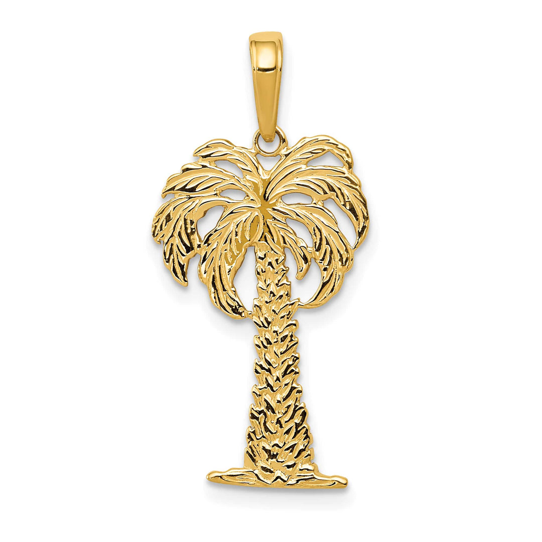 10K Yellow Gold Palm Tree Pendant, Small