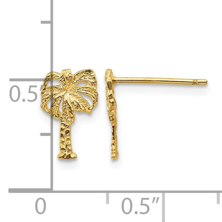 10k Yellow Gold Palm Tree Post Earrings