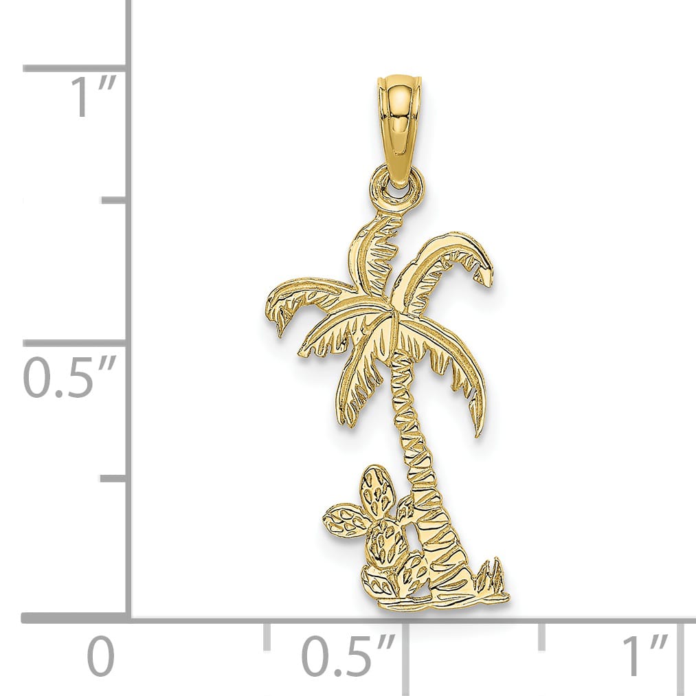 10K Yellow Gold Palm Tree with Cactus Charm
